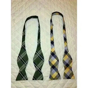 Lauren Ralph Lauren Tommy Hilfiger Bow Tie - 100% Silk - Green Blue Yellow Plaid